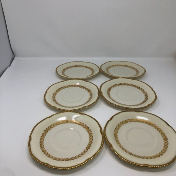 Teacups and Saucers Cream and Gold Castleton China Laurel Made in U.S.A - Picture 7 of 9